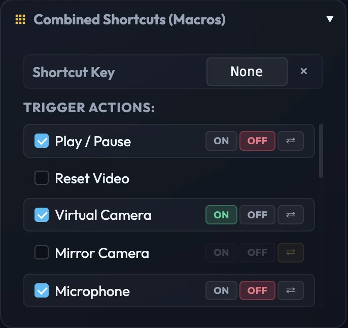 OmeCam Combined shortcuts macros